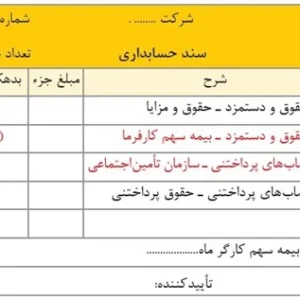 صدور سند حسابداری حقوق و دستمزد